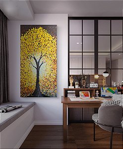 Quadro decorativo  árvore amarela Ipê