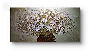 Pintura em Tela Quadro Buquê  com Relevos de Tinta
