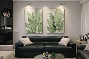 Quadros Botânicos Tropicais Conjunto Verde Pintado a mão Decoração Moderna e Sofisticada