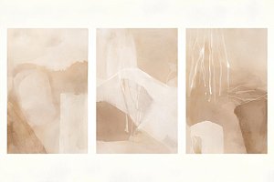 Quadro pintado a mão Abstrato conjunto em três peças.