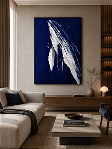 Quadro Decorativo Baleia 110x90 Pintura Para Decoração
