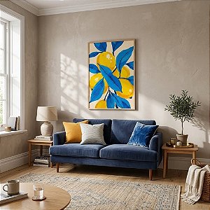 Quadro Decorativo Limoeiro Blue Botanic Pintura Para Sala