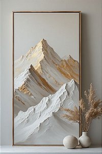 Quadro pintado a mão montanhas texturizada
