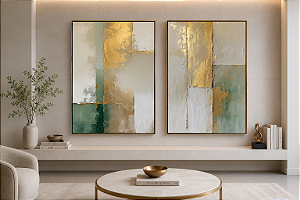 Conjunto Abstrato Moderno pintura à mão texturizada