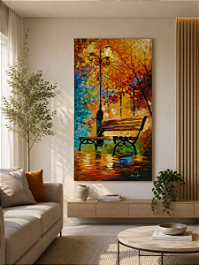 Quadro pintado a mão Bosque Iluminado impressionista