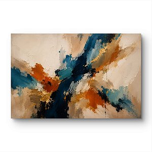 Quadro Abstrato Moderno Texturizado – Composição Orgânica em Azul Petróleo e Terracota | Pintura 100% Feita à Mão