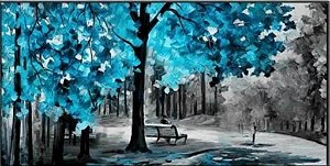 Pintura Em Tela quadro  Decorativo Floresta Azul  Turquesa
