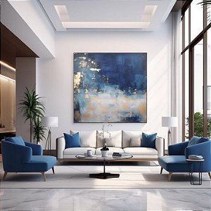 Pintura Em Tela Abstrato Jeans blue