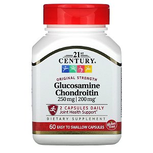 Glicosamina/Condroitina, Potência Original, 250 mg/200 mg, 60 Cápsulas Fáceis de Engolir, 21st Century