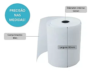 Bobina Termica 80x40 Cupom Fiscal Ecf Sat Pdv Papel