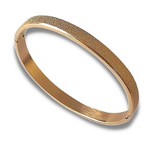 BRACELETE DE AÇO COM OURO 18K DIAMANTADO - 6 CM