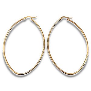 BRINCO DE AÇO COM OURO 18K ARGOLA OVAL LIDICCI