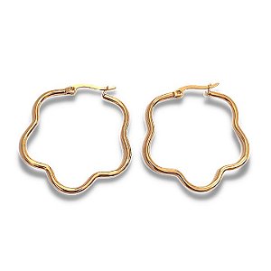 BRINCO DE AÇO COM OURO 18K ARGOLA ONDULADA IMPACT FEMME DELICADA