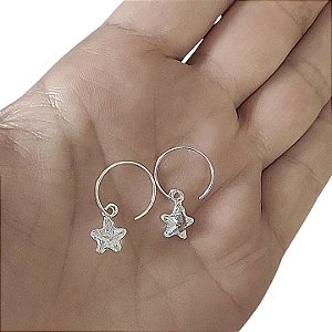 ARGOLINHA DE PRATA PIERCING PONTO DE LUZ ESTRELA