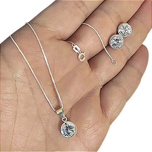 CONJUNTO PONTO DE LUZ EM PRATA 925