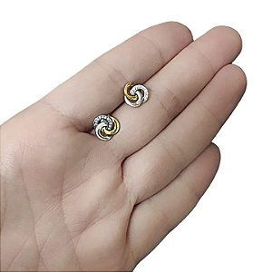 BRINCO EM PRATA DE LEI 925 COM OURO 18K ELO DO AMOR