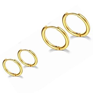 DUO DE BRINCOS ARGOLINHA DE AÇO COM OURO 18K - 2 PARES