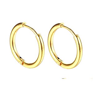 BRINCO ARGOLINHA DOURADA DE AÇO COM OURO 18K - 1,3 CM