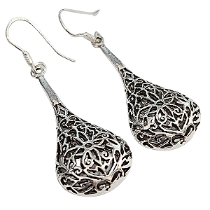 Brinco de Prata de Bali Gota Mara Floral