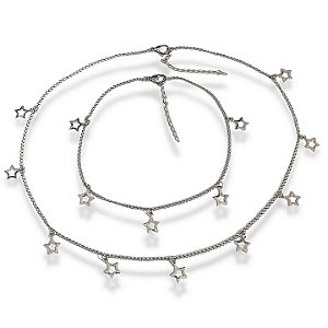 CONJUNTO ESTRELINHAS CHOKER E TORNOZELEIRA EM AÇO CIRÚRGICO