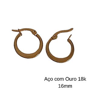 ARGOLINHA DE AÇO COM OURO 18K 16MM ESPELHADA