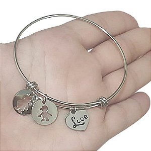 PULSEIRA BRACELETE DE AÇO CIRÚRGICO 316L AMOR PELOS FILHOS