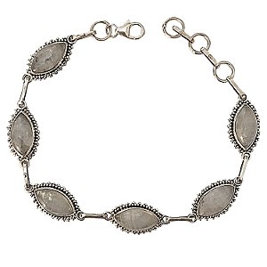 PULSEIRA DE PRATA 925 COM PEDRA DA LUA NATURAL LEGÍTIMA