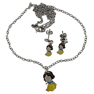 CONJUNTO INFANTIL PRINCESA BRANCA DE NEVE EM AÇO INOX ANTIALÉRGICO