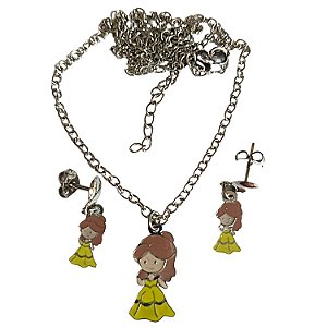 CONJUNTO INFANTIL PRINCESA BELLA EM AÇO INOX ANTIALÉRGICO