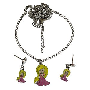 CONJUNTO INFANTIL PRINCESA RAPUNZEL EM AÇO INOX ANTIALÉRGICO