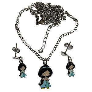 CONJUNTO INFANTIL PRINCESA JASMINE ALADIN EM AÇO INOX ANTIALÉRGICO