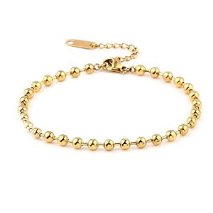 PULSEIRA DE AÇO CIRÚRGICO COM OURO 18K BOLINHAS CLASSIC SPACE