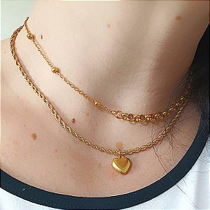 COLAR DE AÇO COM OURO 18K MIX MODEL