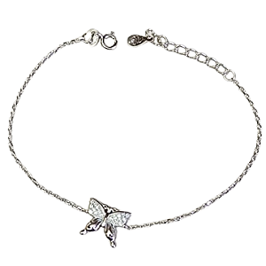 Pulseira de Prata com Ouro Branco Borboleta de Luz