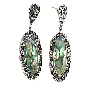 BRINCO DE PRATA COM ABALONE NATURAL OVAL