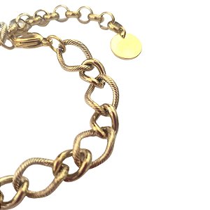 PULSEIRA EM AÇO 316L - ELOS COM OURO 18K