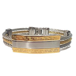 PULSEIRA MASCULINA EM AÇO 316L COM OURO 18K - PETTRA