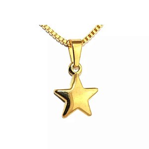 Colar de Aço com Ouro Estrela - 04817