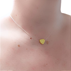 Choker Silicone Coração Dupla Face - Aço com Ouro 18K