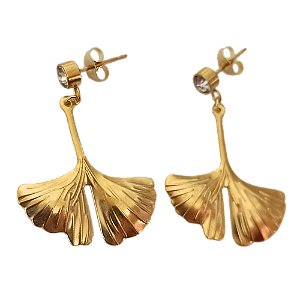 Brinco de Aço com Ouro 18K Pétala