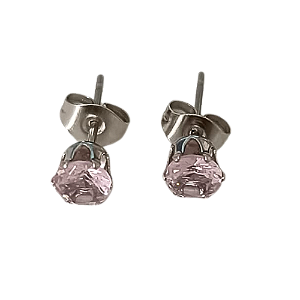Brinco de Aço Cirúrgico com Zircônia Rosa Bebê - 5 mm