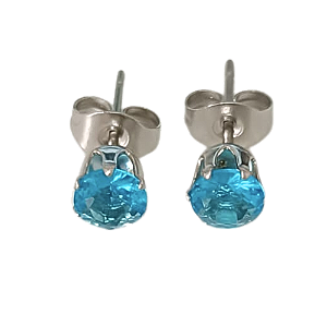 Brinco de Aço Cirúrgico com Zircônia Azul Bebê- 5 mm