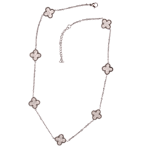 Colar Choker de Aço Cirúrgico Trevo Cleef Madrepérola