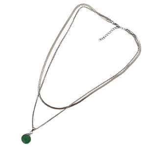 Colar Aço Cirúrgico Duplo Emerald