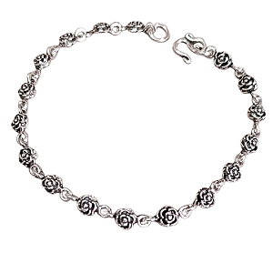 PULSEIRA PRATA DE BALI ROSINHAS INTEIRIÇA - 09598
