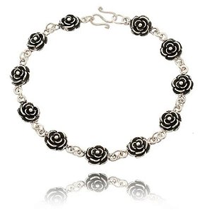 PULSEIRA PRATA DE BALI ROSINHAS INTEIRIÇA - 09598