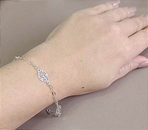 PULSEIRA DE PRATA FOLHAS - 09207