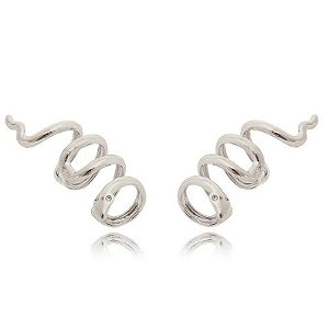 BRINCO EAR CUFF DE PRATA COM RÓDIO MODELO COBRA - 08407