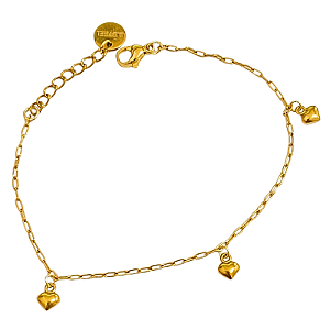 Pulseira com Berloques Coração de Aço Cirúrgico com Ouro 18K