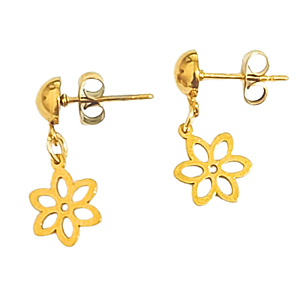 Brinco Floral de Aço Cirúrgico com Ouro 18K